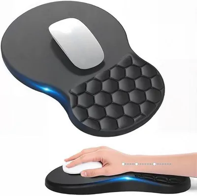 Productafbeelding van Muismat met Polssteun, Ergonomische muismat met Polssteun - Bureaumat met antislip Polyurethanbasis, Gaming Mouse Pad voor