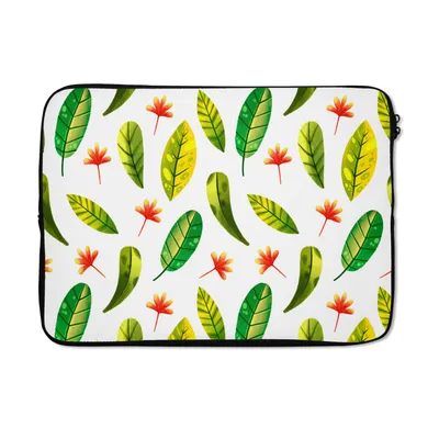 Produktbild von MuchoWow® Laptop Hülle 14 ZollDschungel - Blätter - Rot Laptoptasche - Laptoptasche - Stoßsicher - Schutzhaube