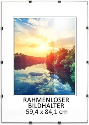 Obrázek produktu pro MG Design Bezrámový obrazový rám, A1, 59,4 x 84,1 cm - s klipy, akrylové sklo, HDF deska - pro vertikální nebo horizontální zavěšení/postavení