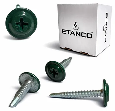 Immagine prodotto di Viti autofilettanti ETANCO GM-B per tetti in acciaio, RAL 6005 verde muschio, 4,2 x 25 mm, 250 pezzi