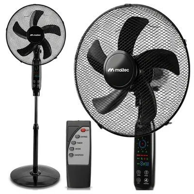 Produktbild von MalTec Standventilator Ventilator mit Fernbedienung Touchpanel Display Timer 1–8h Oszillation 90° 3 Geschwindigkeiten höhenverstellbar 43 cm Schwarz