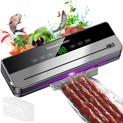 Image de Machine à vide, appareil de mise sous vide pour aliments 5-en-1, avec 10 sacs de conservation sous vide de 20 x 30 cm