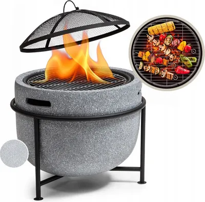 Immagine prodotto di Ciotola per il fuoco con parascintille Pozzetto per il fuoco Cesto per il fuoco Barbecue da giardino Ø52cm in acciaio