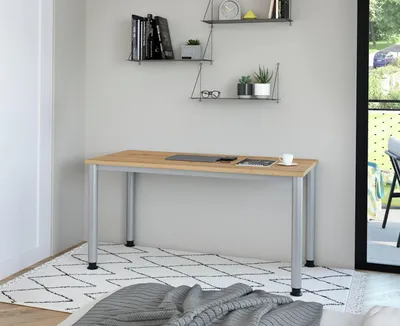 Produktbild von Mini-Office Schreibtisch H-Serie | 67 cm tief | 4-Fuß | höheneinstellbar | extrem stabil, Größe Tischplatte:140 x 67,2 cm, Farbe Tischplatte:Graphit, Farbe Gestell:Graphit