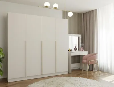 Produktbild von Großer Kleiderschrank mit 4 Türen und goldenen Griffen