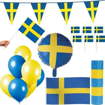 Produktbild von Schweden Party Deko Set 74 tlg. Partyset blau gelb Partydeko