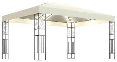 Obrázok produktu pre vidaXL Altánok s LED rozprávkovými svetlami 3x4 m krémová látka