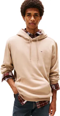 Produktbild von Tommy Jeans Herren Hoodie Regular Fit Flag Fleece mit Kapuze, Beige (Coastal Tau