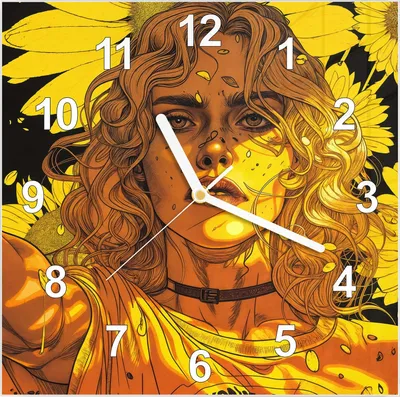 Produktbild von Wanduhr aus Glas mit Motiv Sonnenblumenmädchen- 30 x 30 cm - inkl. Aufhängesystem