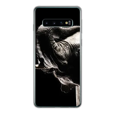 Produktbild von MuchoWow® Handyhülle Schutzhülle Hülle für Samsung Galaxy S10 Elefant - Schwarz - Tiere - Porträt Silikon Softcase Handy Hülle - Handytasche