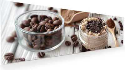 Produktbild von Glasbild 120x40cm in XXL für Wohnzimmer, Schlafzimmer Motiv Kaffeedessert Glas