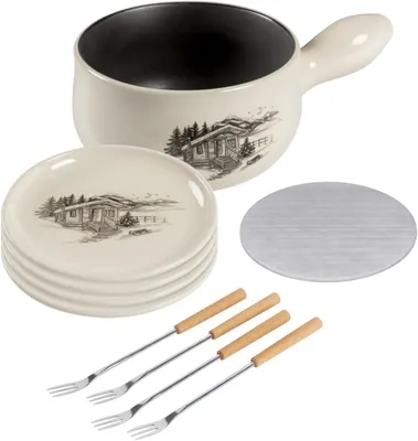 Produktbild von 10-teiliges Käsefondue-Set im Chalet-Stil - Induktionsgeeignet