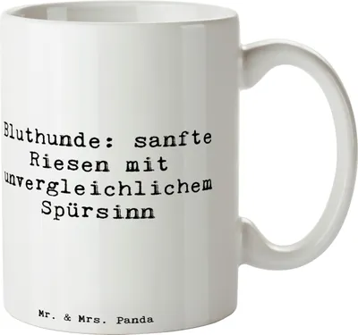 Produktbild von Mr. & Mrs. Panda Tasse Spruch Bluthunde - Weiß - Geschenk, Kaffeebecher, Kaffeetasse, zärtliche Natur, treuer Begleiter, Hunderasse, Hunderassen Vielfalt, Bewegung, Pott