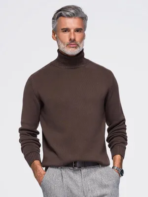 Immagine prodotto di OMBRE, maglia a maniche lunghe, vestibilità regular, modello V-3, colore marrone scuro, taglia XL