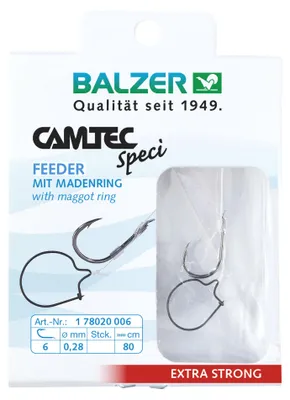 Produktbild von Balzer Camtec Speci Haken mit Madenring - 10 gebundene Stipphaken, Durchmesser:0.22mm, Größe:Gr. 12