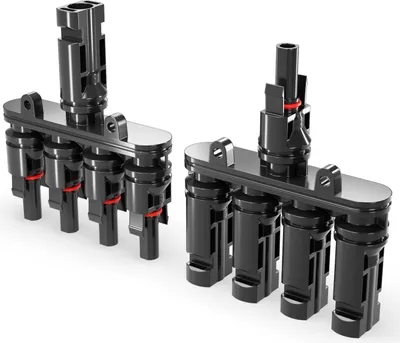 Produktbild von deleyCON PV4 Solar 4-Fach Y Stecker Paar 1500V Männlich/Weiblich T-Typ IP67 Wasserdicht (Solar Photovoltaik Steckverbinder) Verteiler, Splitter, PV Kupplung, Solarstecker, Solarpanel