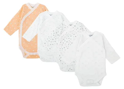 Immagine prodotto di BABIDU | Confezione da 4 body a maniche lunghe per neonati – 100% cotone, morbidi e traspiranti – Colori uniti