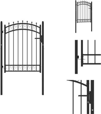 Immagine prodotto di vidaXL Cancello per recinzione con punte in acciaio 100x125 cm nero - Cancelli da giardino