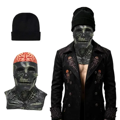 Horrormaske Halloween, schwarz, Vollkopf, Naturlatex