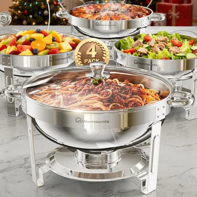 Chafing Dish Buffet Set 5QT 4er Pack Edelstahl rund