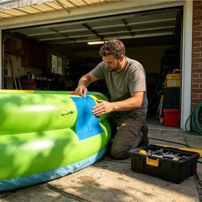 Produktbild von Reparaturset für aufblasbare Poolmatten - 125x85cm Selbstklebende TPU-Flicken für Schlauchboote - Hochwertiges Reparaturband für Balkon, Terrasse, Garten und Garage