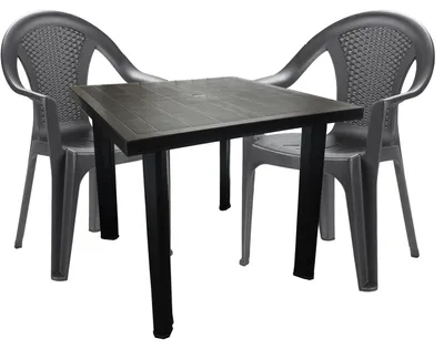 Produktbild von Bistro Sitzgarnitur Bistrogarnitur Gartenmöbel Outdoormöbel 3tlg Anthrazit