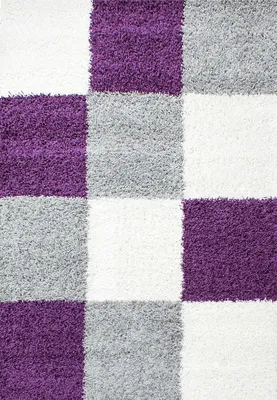 Image de Tapis de couloir pour salon, violet, motif à carreaux, dimensions 80x150 cm