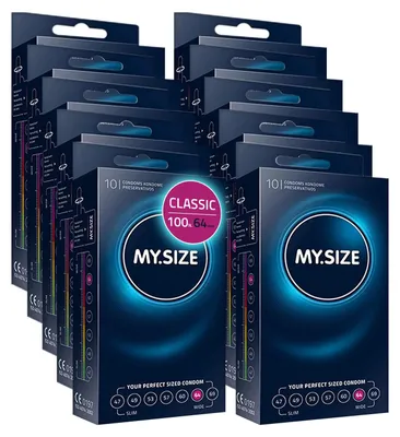 Image de Préservatifs MY.SIZE Classic 60 mm taille 5 | Maxi-pack de 100 pièces | Extra fins avec une épaisseur de 0,07 mm | Pour un ajustement optimal et des sensations naturelles