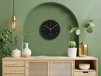Produktbild von Opviq, 261212 - Syh8Pmb, Dekorative Wanduhr, Schwarz, 100 % KUNSTSTOFF, 30 x 30 cm