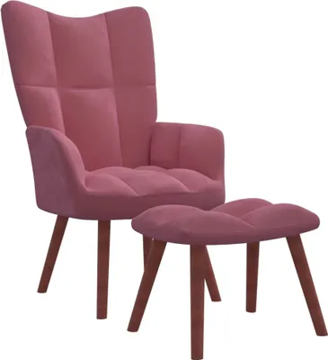 Produktbild von vidaXL Relaxsessel mit Hocker Rosa Samt - Relaxsessel Mit Hocker - Relaxsessel Mit Fußhocker - Sessel Mit Hocker - Sessel Mit Fußhocker