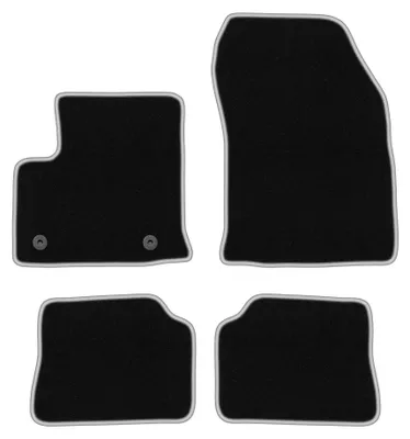 Image de Tapis de sol en moquette pour Citroen e-C4 2021- (à hayon) – jeu 4 pièces, noir/argent, sur mesure – Wielganizator CARLUX