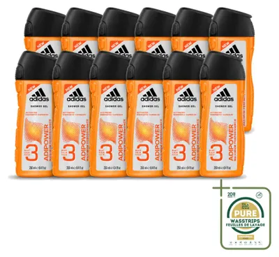 Produktbild von 12 x Adidas Adipower 2-in-1 Duschgel und Shampoo - 250 ml - Vorratspackung - 12 Stücke