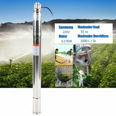 Zdjęcie produktu dla 2-calowa pompa głębinowa ze stali nierdzewnej pompa głębinowa pompa ogrodowa pompa wodna 1000 l/h 370W