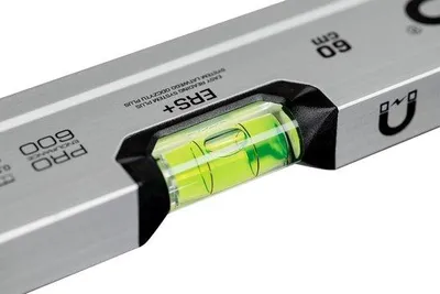 Produktbild von Geometrische Waterwaage, 60cm, Geanodiseerd, Magnetisch, Mohs 9, Ergonomisch, ERS+, Antischok, Zink, Silberfarben