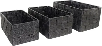 Produktbild von 3er-Set geflochtene Aufbewahrungsboxen für Badezimmer Textil-Körbe