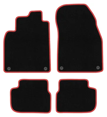 Zdjęcie produktu dla Dywaniki samochodowe welurowe CARLUX-RED do: Saab 9-3 II (2002-2014, cabrio) czarne z czerwonym obszyciem, z mocowaniami