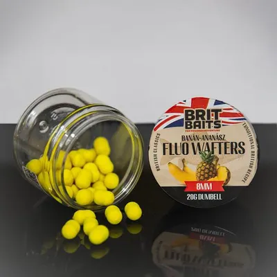 Obrázek produktu pro BritBaits Fluo Wafters, kulaté nástrahy ve tvaru banánu, příchuť ananas, 8 mm