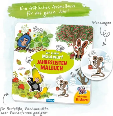 Produktbild von Trötsch Der kleine Maulwurf Jahreszeitenmalbuch Sticker und Malbuch