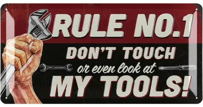 Produktbild von LANOLU Retro Blechschild Werkstatt Schild, Geschenk für Mechaniker als Werkstatt Deko passend zur Garage, Vatertagsgeschenk, 16x32cm