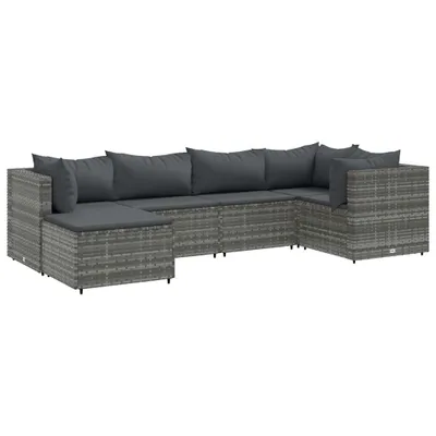 Produktbild von vidaXL 6-tlg. Garten-Lounge-Set mit Kissen Grau Poly Rattan