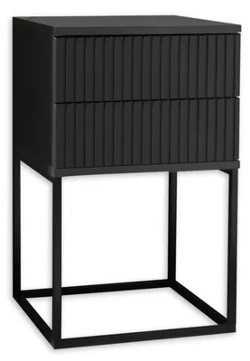 Productafbeelding van MARLE Nachtkastje in grafietkleur - Modern nachtkastje met lades en een zwart metalen frame - 40 x 65 x 38,5 cm (B/H/D)