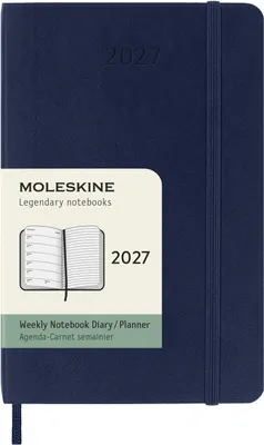 Produktbild von Moleskine 12 Monate Wochen Notizkalender 2027, Pocket/A6, 1 Wo = 1 Seite, rechts linierte Seite, Weicher Einband, Saphir