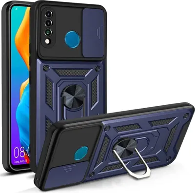 Immagine prodotto di Huawei P30 Lite Custodia con anello, supporto, protezione fotocamera, paraurti in TPU, custodia in silicone per Huawei P30 Lite blu