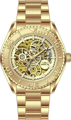 Produktbild von Invicta Objet D Art 69759 Herrenarmbanduhr - Automatisches Uhrwerk - Edelstahl mit goldenem Zifferblatt - 43 mm