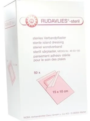 Productafbeelding van NOBA steriele wondpleisters met rudavlies, 50 stuks, 15 cm x 10 cm