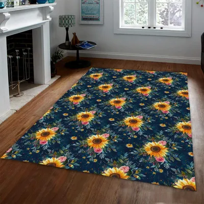 Productafbeelding van Wasbaar en Antislip Tapijt met Zonnebloemprint
