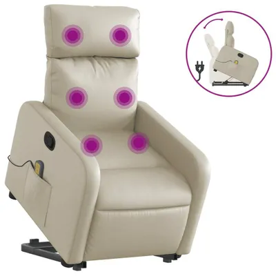 Produktbild von Massagesessel mit Aufstehhilfe Creme Kunstleder