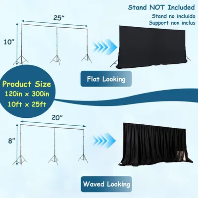 Productafbeelding van Tweelaagse achtergrond gemaakt van één stuk chiffon tule en polyester voor professionele extra brede verduisterende gordijnen (zwart