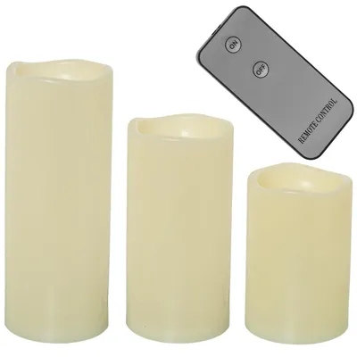 4er-Set LED-Kerzen, Polyester, elfenbeinfarben, 10x10x25 cm