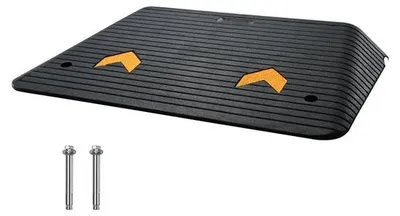 Produktbild von Schwellenrampe Bordsteinrampe Türschwellenrampe 90,2x62x10,2cm Gummi 15T - Schwerlast-Rampe für Fahrzeuge - Rutschfeste Gummimatte